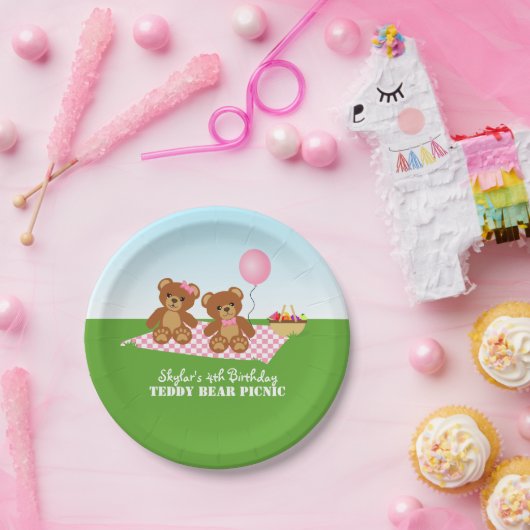 テディベアーピクニックバースデーパーティー ペーパープレート (パーティー)