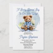 テディベアーピクニックベイリースペシャル少年ベビーシャワー 招待状 (正面)