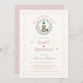 テディベアーピクニックボホベイビーシャワーテーマ女子 招待状 (正面/裏面)