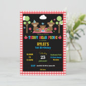 テディベアーピクニック1st誕生日パーティーボーイガール 招待状 (スタンド正面)