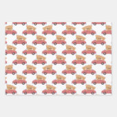 テディベアーピンクとブラウンガール ラッピングペーパーシート (正面2)