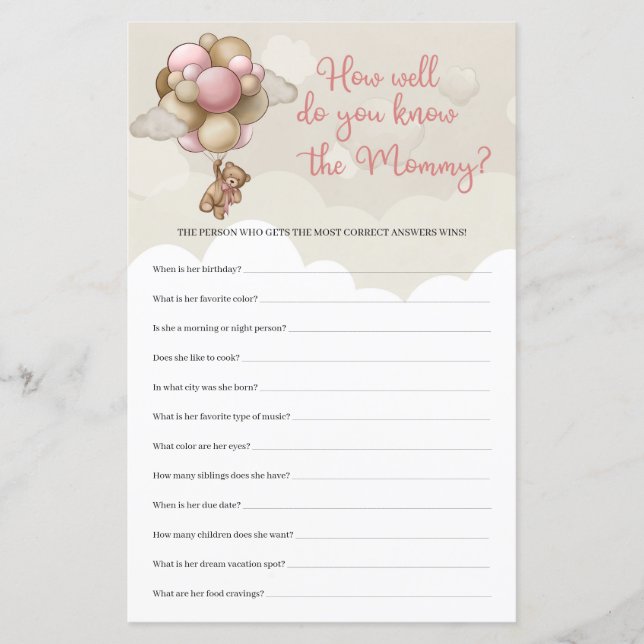 テディベアーピンクどのようにママを知っているか (正面)