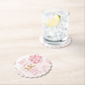 テディベアーピンクのビーリーかわいい赤ちゃんシャワー ペーパーコースター (インサイチュ)