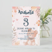 テディベアーピンクガール誕生日パーティー 招待状 (スタンド正面)