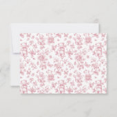 テディベアーピンクトイレベビーシャワーサンキューカード 招待状 (裏面)