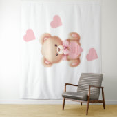 テディベアーピンクハートタペストリー タペストリー (インサイチュ)