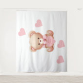 テディベアーピンクハートタペストリー タペストリー (正面)