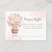 テディベアーピンクバルーンガールベビーシャワー エンクロージャーカード (正面)