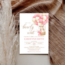 テディベアーピンクバルーンバーリー待ちベビーシャワー