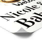 テディベアーピンクバルーンベビーシャワーのサイン ポスター (角)