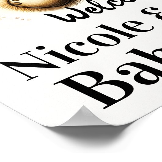 テディベアーピンクバルーンベビーシャワーのサイン ポスター (角)