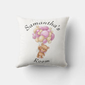 テディベアーピンクバルーンベビーシャワー クッション (裏面)