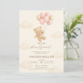 テディベアーピンクバルーンベビーシャワー 招待状 (スタンド正面)