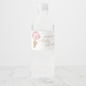 テディベアーピンクバルーン赤ちゃんシャワー ペットボトルラベル (正面)