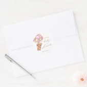 テディベアーピンクバルーン赤ちゃんシャワー ラウンドシール (封筒)