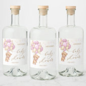 テディベアーピンクバルーン赤ちゃんシャワー リキュールボトルラベル (ボトル)