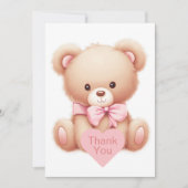 テディベアーピンクフォトコラージュサンキューカード サンキューカード