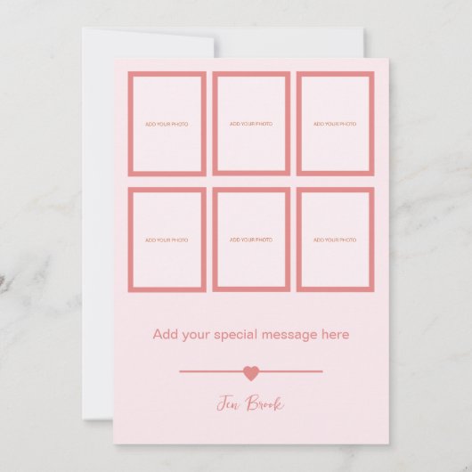 テディベアーピンクフォトコラージュサンキューカード サンキューカード (裏面)