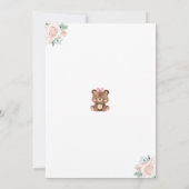 テディベアーピンクフローラガールベビーシャワー 招待状 (裏面)