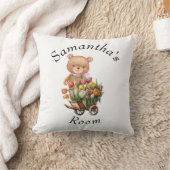 テディベアーピンクベビーシャワーフローラ 素朴 クッション (ブランケット)