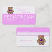 テディベアーピンクペディアトリシアアポイントメントカード 予約カード (正面/裏面)