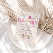 テディベアーピンクボホガール赤ちゃんシャワー 招待状