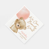 テディベアーピンク我々は赤ちゃんシャワーを待つことができる スタンダードランチョンナプキン (角)