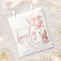 テディベアーピンク我々は赤ちゃんシャワーを待つことができる