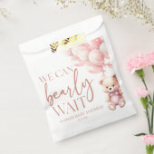 テディベアーピンク我々は赤ちゃんシャワーを待つことができる フェイバーバッグ (封をした状態)