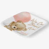 テディベアーピンク我々は赤ちゃんシャワーを待つことができる ペーパープレート (傾斜あり)
