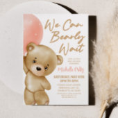 テディベアーピンク我々は赤ちゃんシャワーを待つことができる 招待状