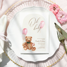 テディベアーピンク我々は赤ちゃんシャワーを待つことができる