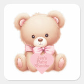 テディベアーピンク スクエアシール (正面)