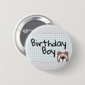 テディベアーピーカボー誕生日の男の子 缶バッジ (正面&裏面)