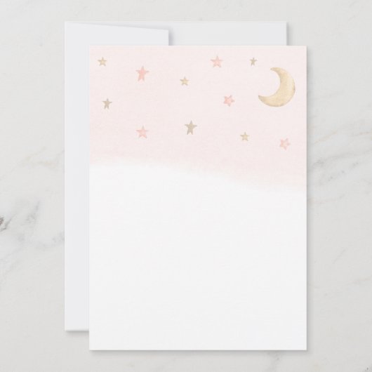 テディベアーピーチバルーンクラウドスターベビーシャワー 招待状 (裏面)