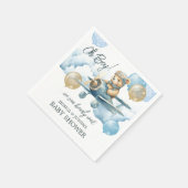 テディベアーブルーエア飛行機ベビーシャワー スタンダードカクテルナプキン (角)