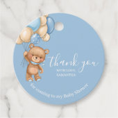 テディベアーブルーサンキューメッセージカード フェイバータグ (正面)