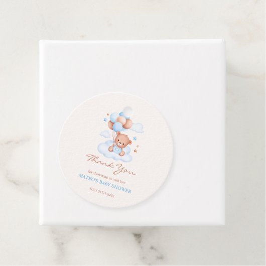 テディベアーブルータンバルーンボーイベビーシャワー フェイバータグ (インサイチュ)