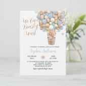 テディベアーブルータンバルーンボーイベビーシャワー 招待状 (スタンド正面)