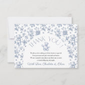 テディベアーブルートイレベビーシャワーサンキューカード 招待状 (正面)