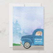 テディベアーブルートラックグリーンフォレストボーイベビーシャワー 招待状 (裏面)