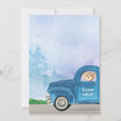 テディベアーブルートラックバルーン森ベビーシャワー 招待状 (裏面)