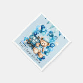 テディベアーブルートレインボーイベビーシャワー スタンダードカクテルナプキン (角)