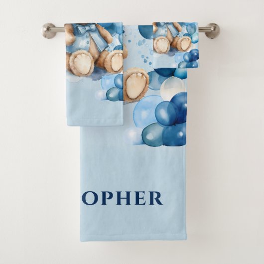 テディベアーブルートレインボーイベビーシャワー バスタオルセット (インサイチュ)