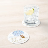 テディベアーブルーバルーズボーイベビーシャワー ラウンドペーパーコースター (インサイチュ)