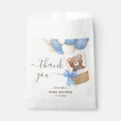 テディベアーブルーバルーンキュート少年の赤ちゃんシャワー フェイバーバッグ (正面)