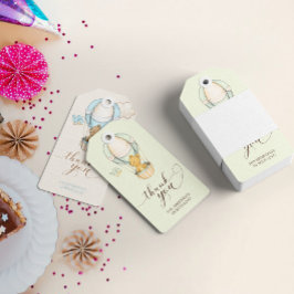 テディベアーブルーバルーンサンキューベイビーシャワー ギフトタグ