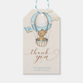 テディベアーブルーバルーンサンキューベイビーシャワー ギフトタグ (正面)