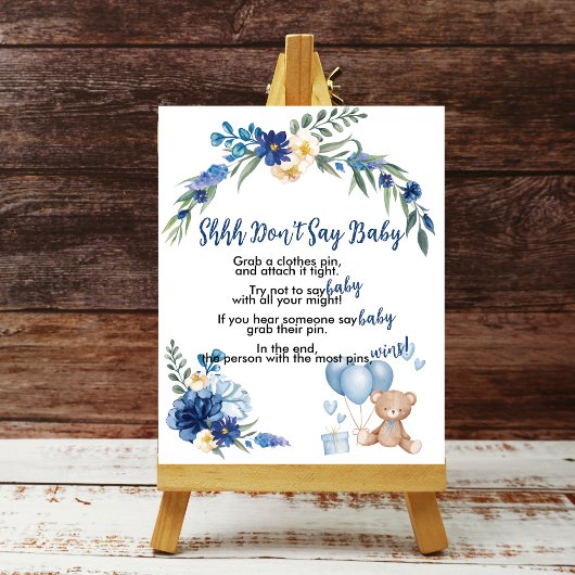 テディベアーブルーバルーンシュー言わないベビーゲーム ポスター