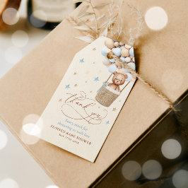 テディベアーブルーバルーンバーリーウェイベビーシャワー ギフトタグ